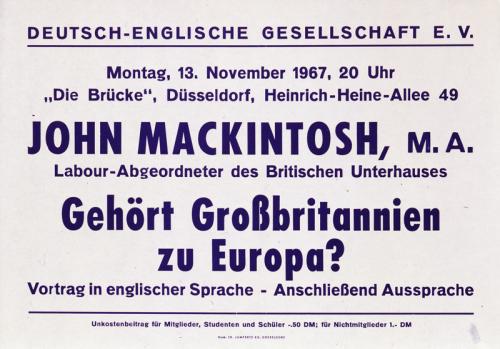Plakat Deutsch-Englische Gesellschaft von 1967